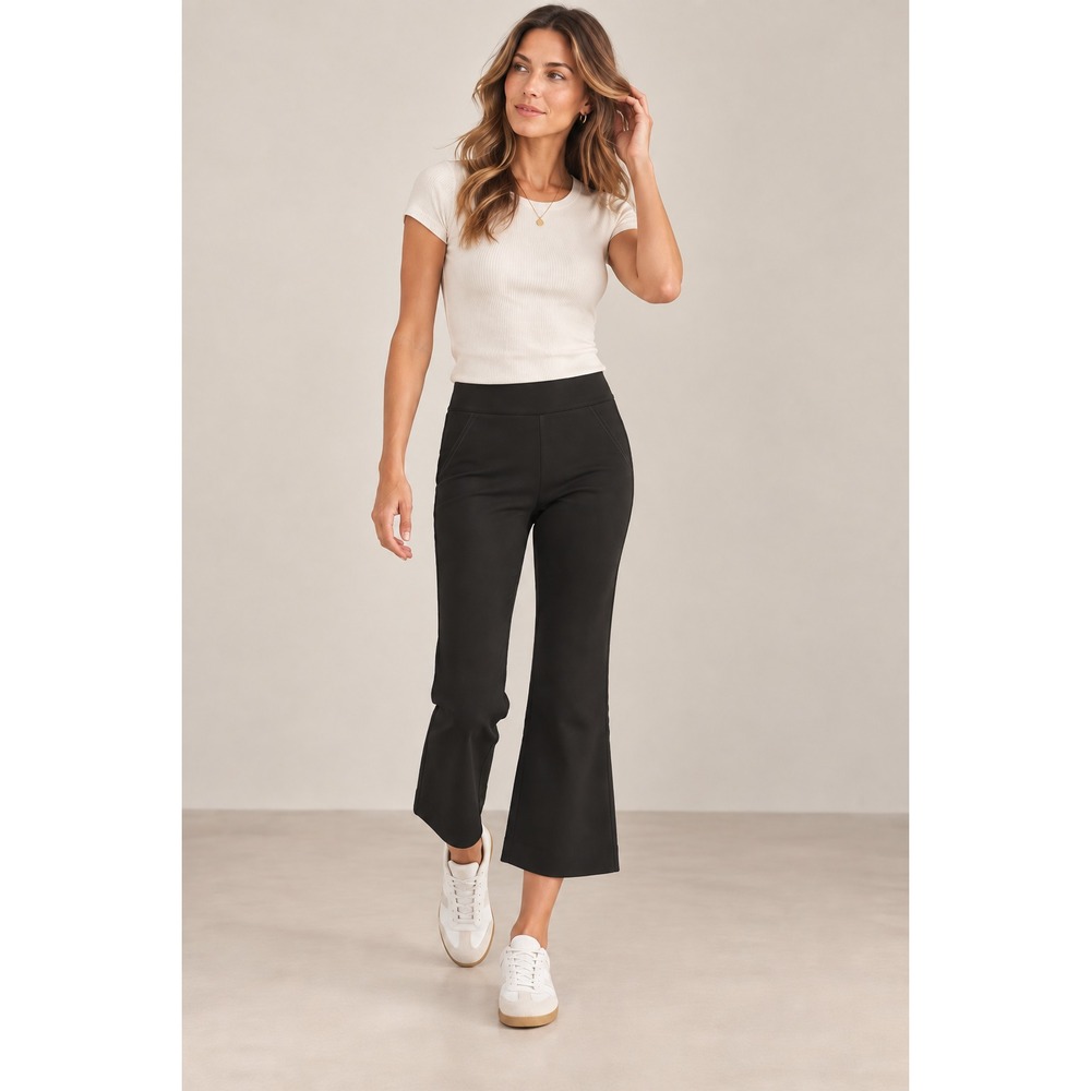 2/$30 Spanx Ponte Knit Kick Flare Pants Leggings M Black Elastic Waist Shapewear